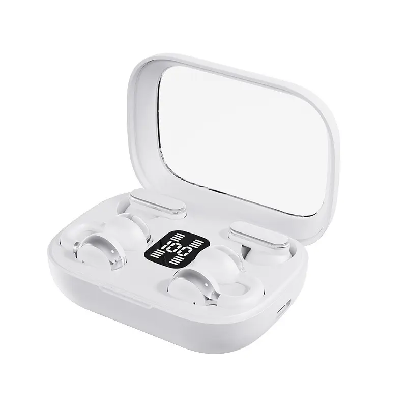 Wireless Bluetooth Headphones, Clip-on and In-ear Dual Headsets, Fast Charging & LED Real Time Display Earbuds，With  DT5.0 Directional Microphone Earphones Set, for Work Sport Sleeping & Communication,Shared by Couples