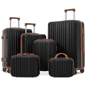 Hardshell Luggage Sets 6 Piece Suitcase Set, Durable Hardshell ABS Suitcase with Spinner Wheels, TSA Lock, Side Hooks, Lightweight Carry-On & Checked Luggage