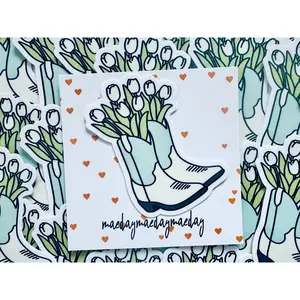 Cowboy Boots Bouquet of Flowers Sticker, Tulip Cowboy Boot Sticker, Tulip, Floral Sticker