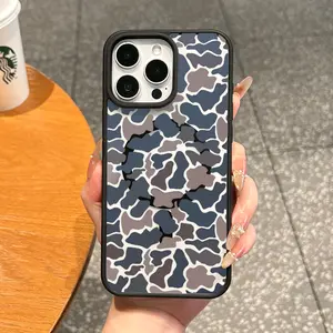 Magnetic TPU Smartphone Case, Aesthetic Camouflage Cover for iPhone 11/12/13/14/15/16 & Pro Max, MagSafe-Ready, Anti-Fall, Lightweight Ultra-Thin, Shockproof Mobile Device Accessories for Everyday Use