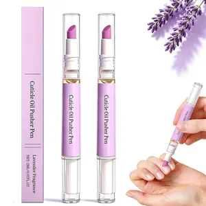 2 Pcs 2-in-1 New Ceramic Cuticle Oil Pusher Pen No Leak Travel Size Moisturizing Brightening Keratin Removal Tool For Dry Damaged Nails