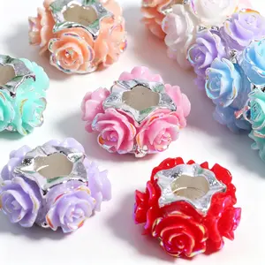 Cute Rose Spacer Beads ,10 Piece Assorted Color Set ,Ideal for Beaded Pens, Jewelry Making, and Bracelet Accessories