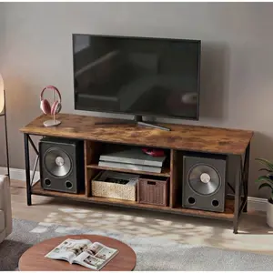 "17 stories Nectaria 55"" TV Stand for 65 Inch TV with Open Shelves, Industrial TV Console with Adju