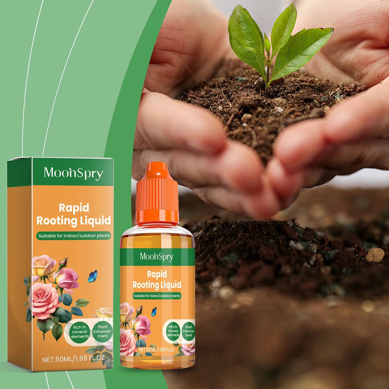 MoohSpry Rapid Rooting Liquid Water Soluble All Purpose Plant Food Fertilizer for Indoor Outdoor Flowers Vegetables or Trees Easy Application 50ml