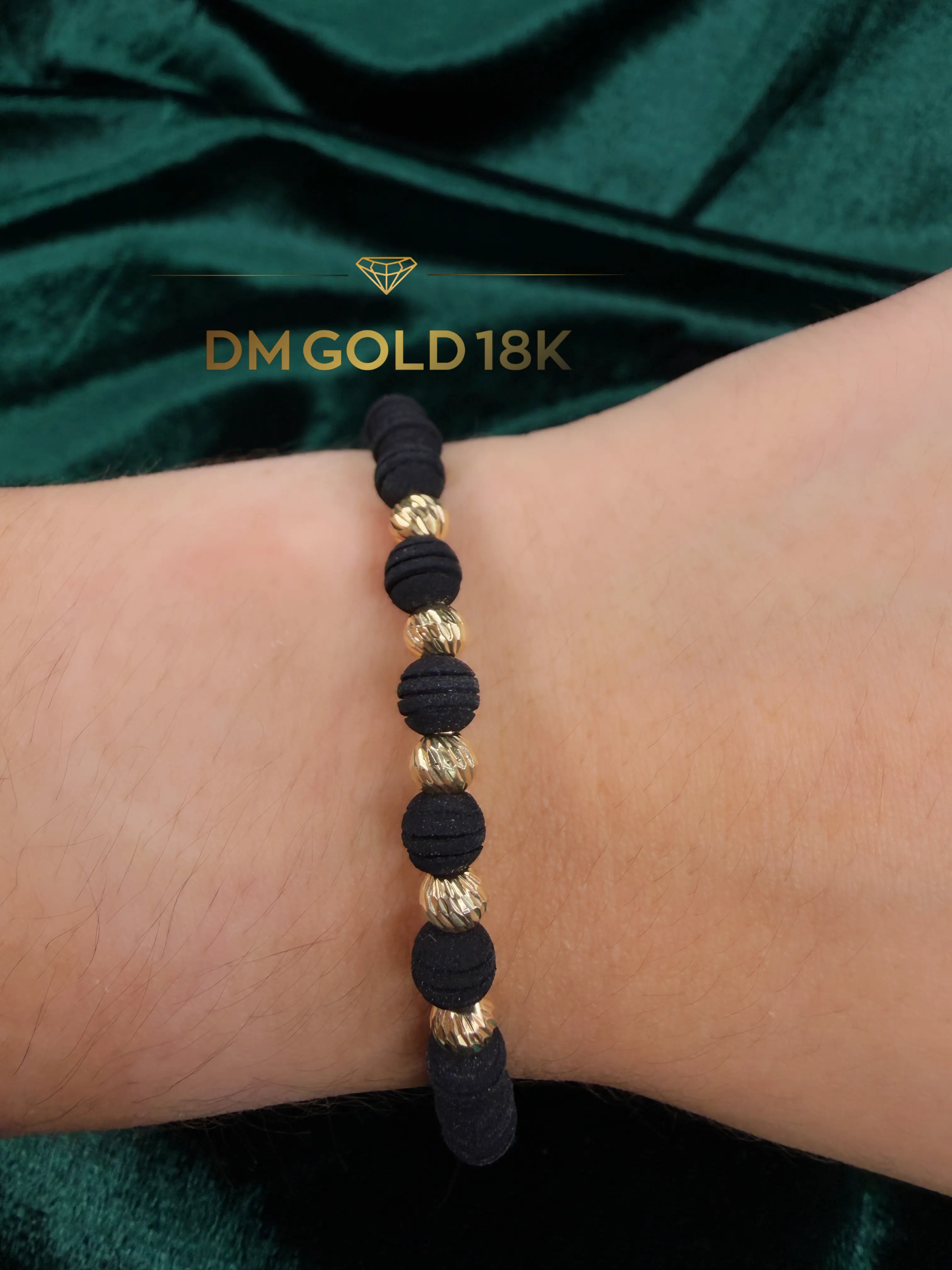 Pulsera 5 Balines 5mm / Oro Amarillo 18k