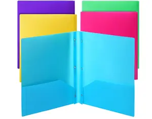 Mr. Pen Pockets and Prong, 5 Pack, Plastic, Pocket Folders, Folders with Prongs, File Folders with Fasteners, 2 Pocket Folder, Folder with Pockets, Two Pocket Folder, 3 Prong Folders