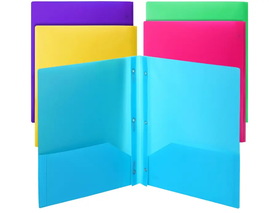 Mr. Pen Pockets and Prong, 5 Pack, Plastic, Pocket Folders, Folders with Prongs, File Folders with Fasteners, 2 Pocket Folder, Folder with Pockets, Two Pocket Folder, 3 Prong Folders
