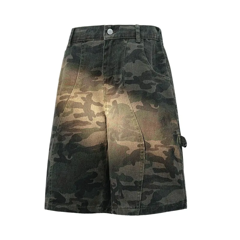 Men's Camouflage Cargo Shorts, Vintage Military Style with Loose Wide-Leg Fit, Wear-Resistant Casual Sports Shorts for Outdoor Commuting, Father's Day Gift, Loose-Fit, Foldable Hang, Stylish, Men's Stuff, Fashion Apparel, Clothes, Mens Clothing, Baggy Sho