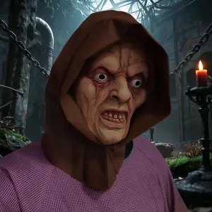 Scary Devil Mask, Horror Dwarf Masks with Hat, Movie Phantasm Minion Lurker Party Costume, Halloween Props Pranks Roleplay Supplies