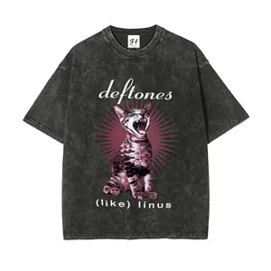 Retro Limited Vintage Deftones Like Linus T-Shirt, Rock Band Unisex Oversized Heavy Cotton Wash Tee, Gothic Emo Alt Punk Y2K Clothes, Rock Music Merch