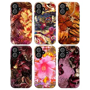 Luxury Leopard Glam Phone Case, Dark Coquette Floral Phone Cover for iPhone 17 16 15 14 13 12 11 & SS Galaxy S26–S21 | Y2K Grunge Aesthetic – Cheetah Print, Tropical Tiger Lily, Pink Hibiscus, Burgundy Botanical, Gothic Floral & Dragonfly Art
