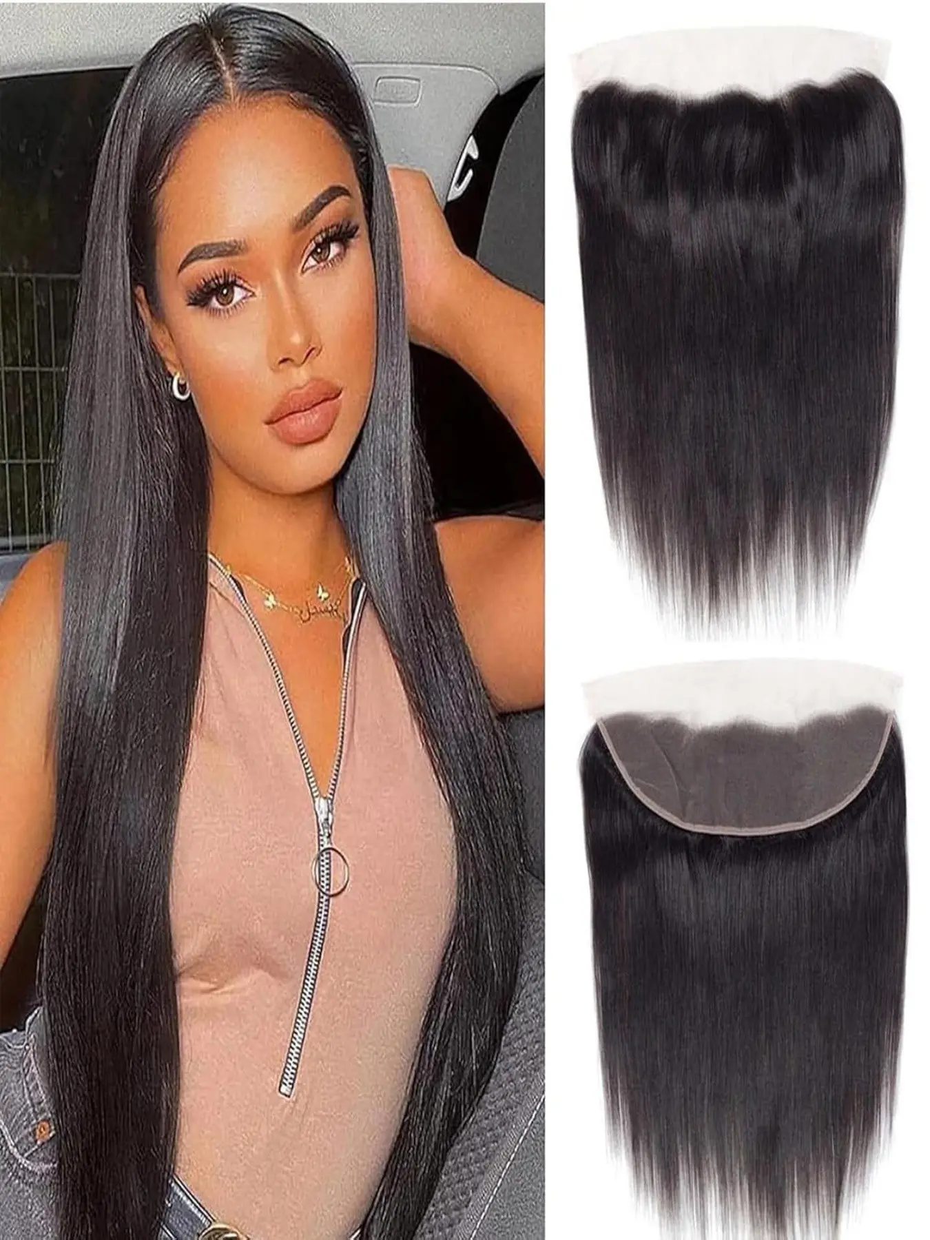 13x4 Lace Frontal – 12 Inches (1-Piece or 2-Piece Combo Pack) | Human Hair Lace Frontal | HD Transparent Lace | 150% Density | Free Parting | Human Hair Piece