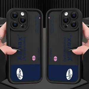 Creative Letter Raffiti Xanax Phone Case Suitable for iPhone 17 16e 16 15 14 13 12 11 Mini Pro Max Air X XR XSMAX 8 7 Plus Anti Fall Soft TPU Back Cover