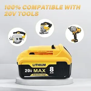 4 Packs of 8000mAh Replacement Parts for 20V Max Battery Lithium-Ion Cordless Power Tools
