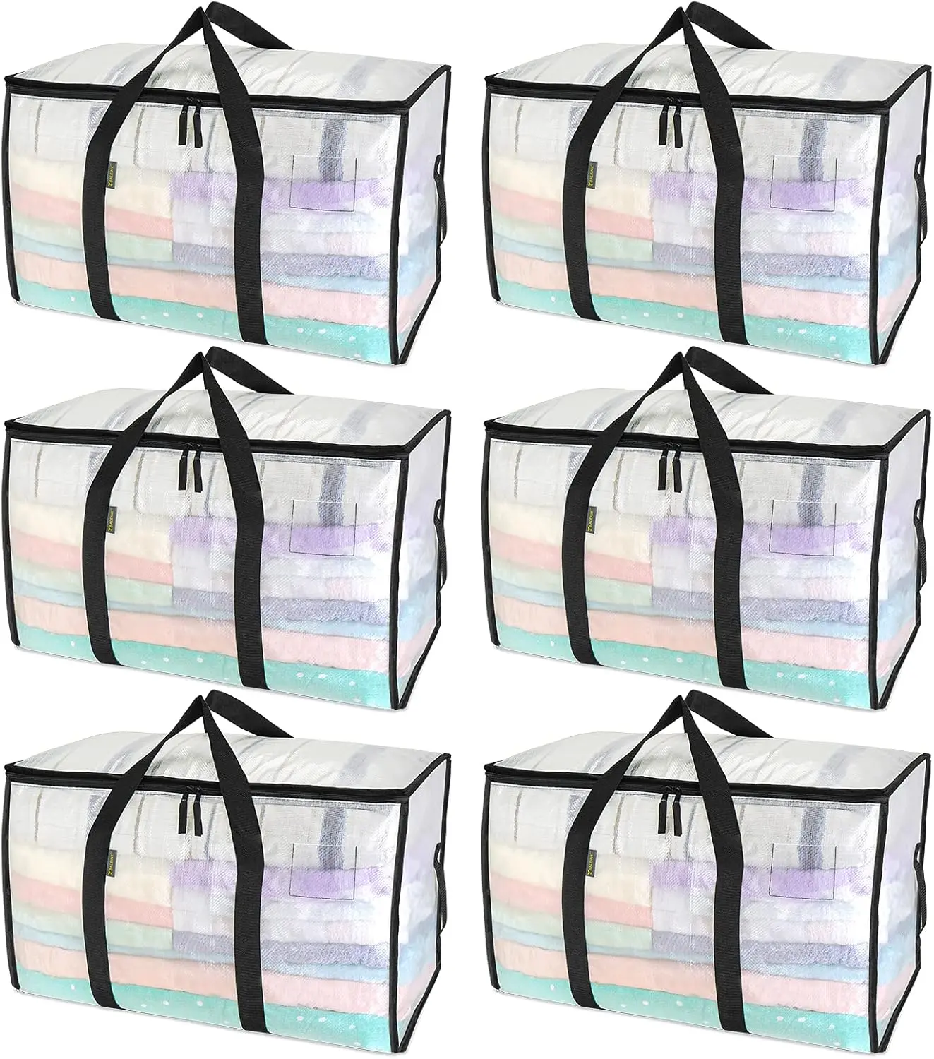6-Pack Oversized Moving Bags with Reinforced Handles, Heavy-Duty Storage Tote for Clothes, Moving Supplies