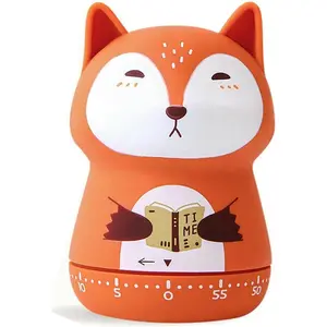 Mechanical Kitchen Timer, Cute Animal Wind Up 60 Minutes Manual Countdown for Kids, Classroom, Home, Study and Cooking (Orange Fox)