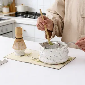 5-Piece Ceramic Matcha Bowl Set, Handmade Japanese Tea Ceremony Bowls, Authentic Matcha Experience, Perfect for Traditional Tea Rituals