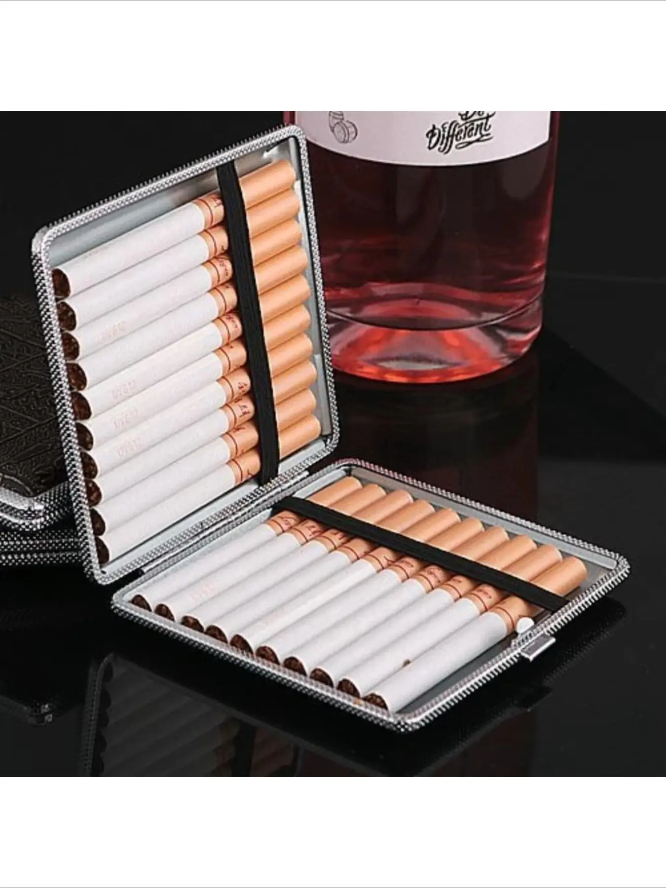 airtight cigarette holder Leather Metal Waterproof Cigarette Case Fashion Holds 20 Sticks Lady  Storage Cover Design Ideal Smoking Accessory & Gift for Men