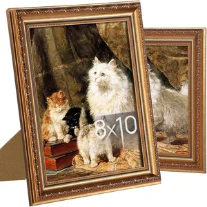 8x10 Picture Frame with Real Glass, Ornate  8 x 10 Photo Frames for Wall Decor or Tabletop Display, Bronze and Black, 2 Pack