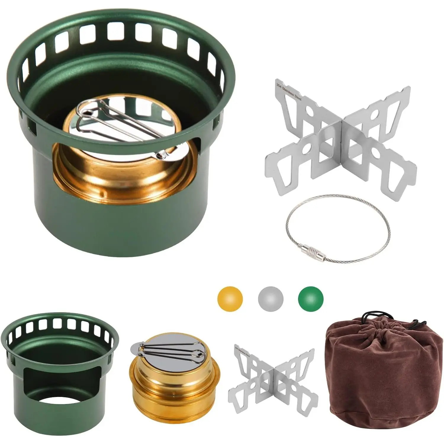 2 In 1 Mini  Stove For Camping, Portable  Burner With Stainless Steel Cross Stand, Storage Bag, Lightweight  Brass Stove For Backpacking  Outdoor Coffee