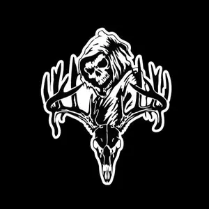 Grim Reaper Deer Skull Hunting Custom Vinyl Decal Sticker Bold Statement Design Durable Printed Vinyl Easy Application