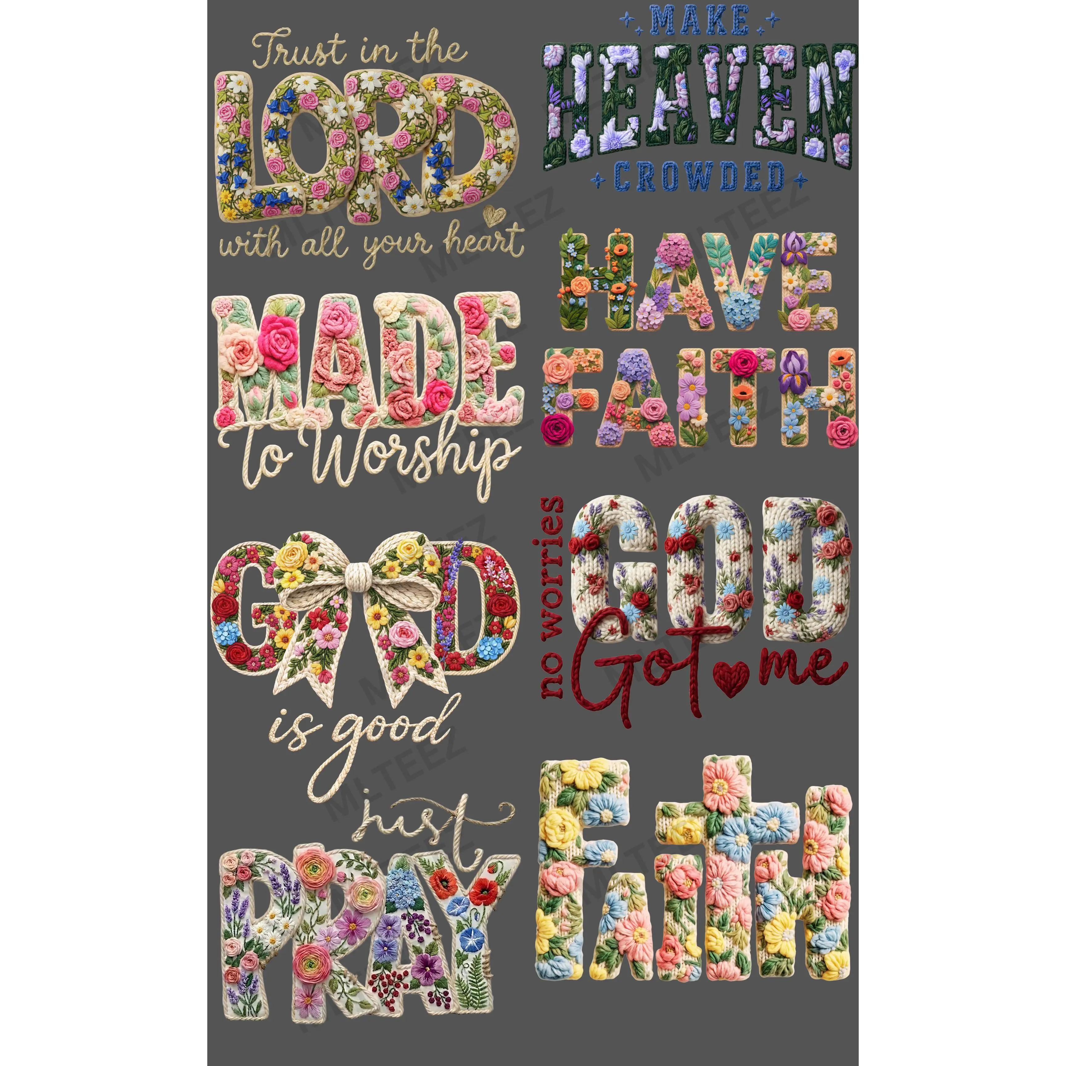 TRUST IN THE LORD WITH ALL YOUR HEART (1) PREMADE GANGSHEET - 22X36 DTF TRANSFERS - DIRECT TO FILM