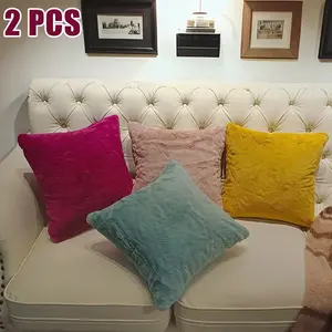 Blue 2pcs 45x45cm Sofa Pillow Covers, Polyester Fiber Soft Square Cushion Cases, Home Decor for Bedroom Car Window