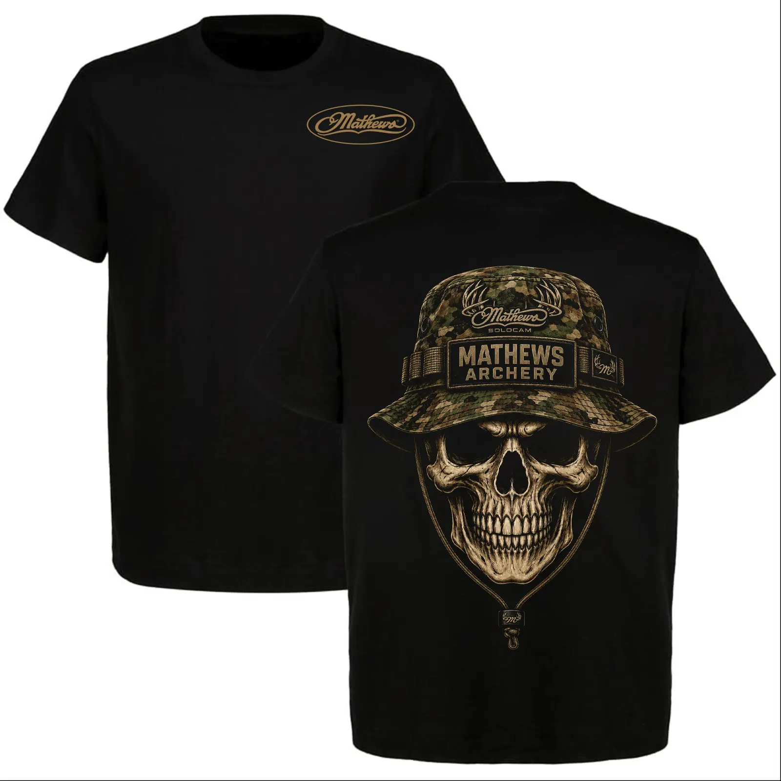 MA01 Great Archery Skull T-Shirt, Tactical Camo Hunting Graphic Tee, Men's Bowhunting Shirt, Made in USA