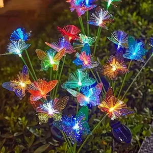 Solar LED Fiber Optic Butterfly Garden Lights - Dual Mode, Adjustable Brightness with Smart Sensor, Colorful Outdoor Decor for Patios, Parks, Walkways, and Gardens, Energy-Efficient Lighting, Perfect Holiday Gift