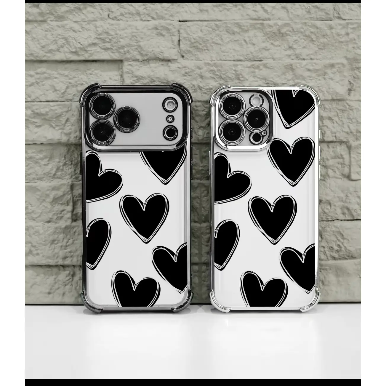 Luxury Heart-Shaped iPhone Case - Durable Silicone Protective Cover - Four-Corner Electroplated Drop-Proof Case - Compatible with iPhone 17/16/15 Pro Max| Premium Protection Edition (JY32)