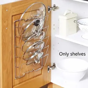 Durable Metal Hanging Pot Lid Storage Rack, 5 Layer Wall Mounted Kitchen Storage Rack, Space Saving Kitchen Accessories for Home and Restaurant Use, Organiser