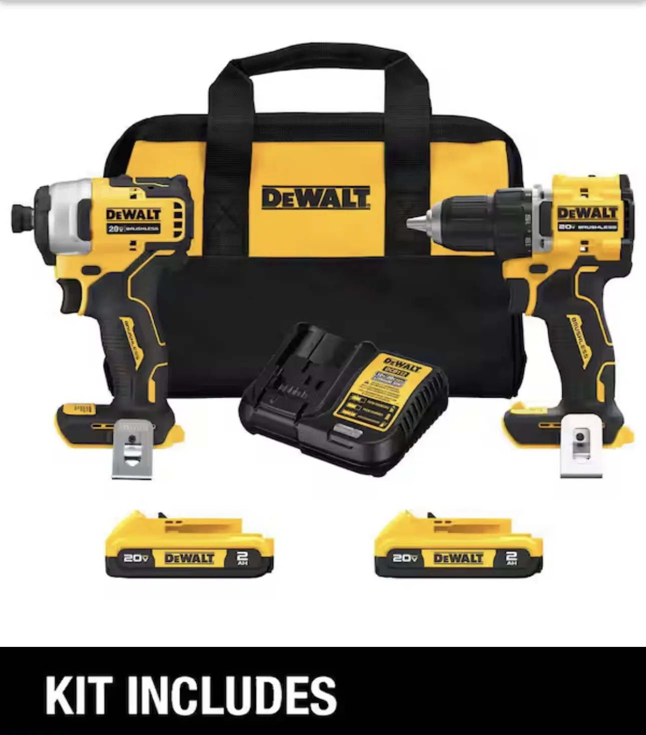 DEWALT ATOMIC 20-Volt MAX Lithium-Ion Cordless Combo Kit (2-Tool) with (2) 2.0Ah Batteries, Charger and Bag