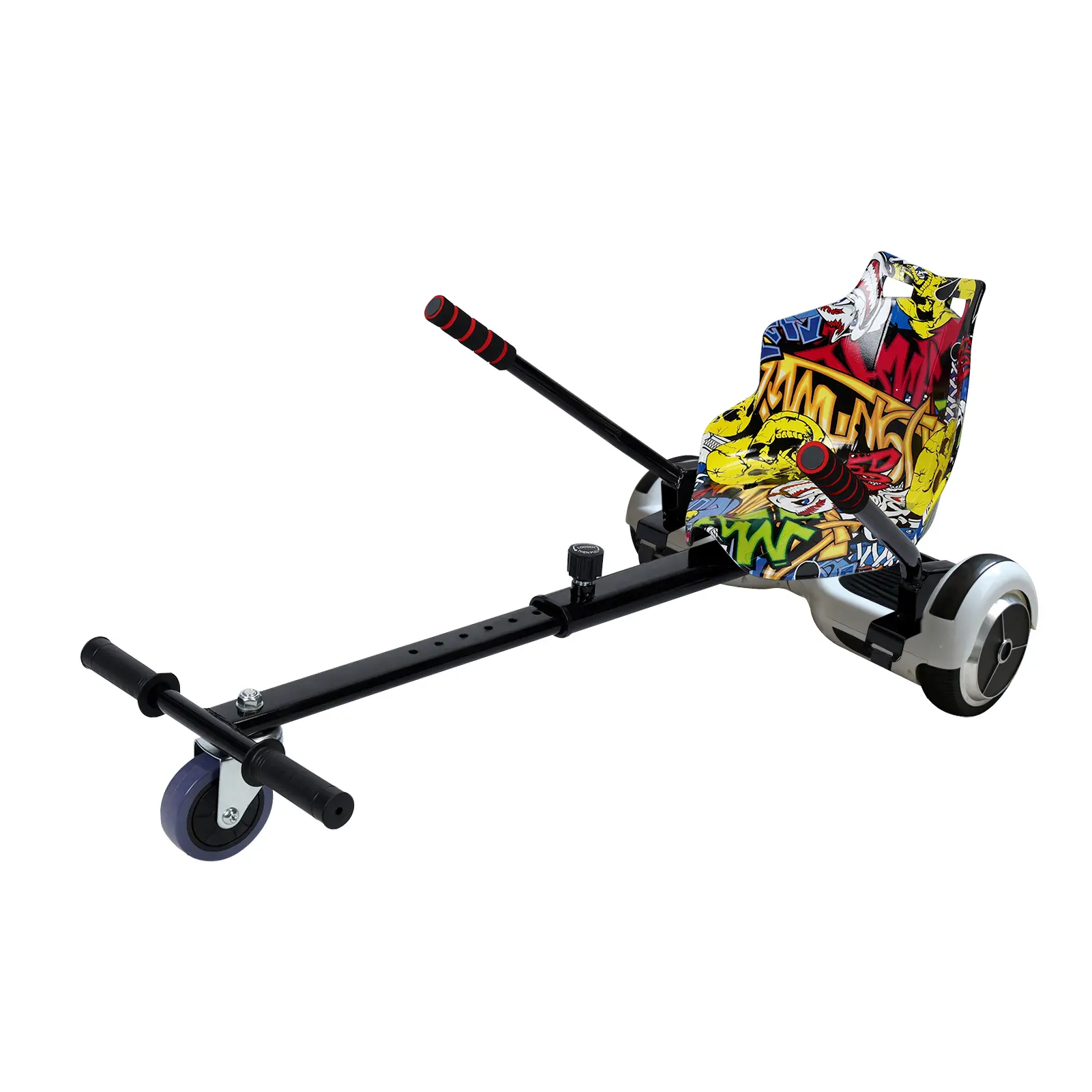 Hoverboard Go Kart Attachment - Sturdy Alloy Frame, Adjustable Seat, Adjustable Joystick, Anti-Slip Pedal, Steering System, Kid-Safe Design, Compatible with 6.5"-10" Hoverboards for Outdoor Fun