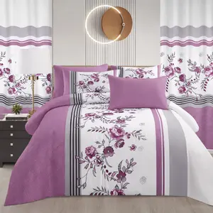 Elegant purple floral bedding set
