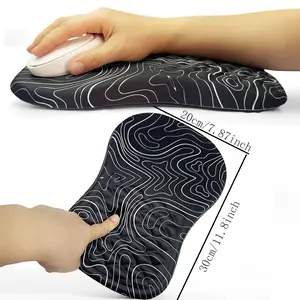 Ergonomic Office Gaming Mousepad, Wrist Support Keyboard Mat, Memory Foam Cushion, 11.8x7.87 Inches, Terrain Design