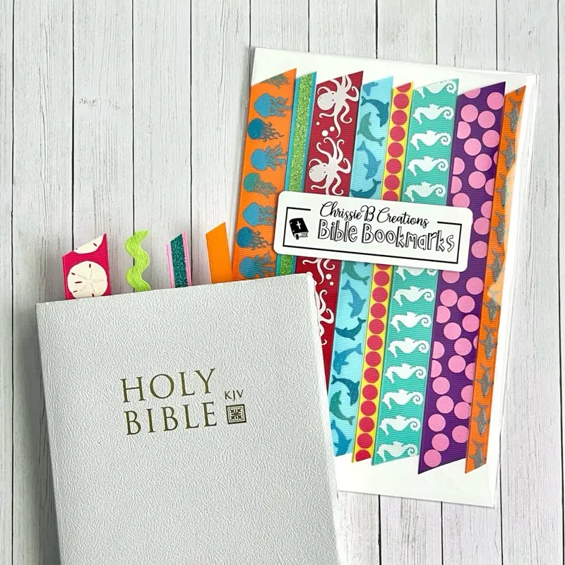 LIMITED EDITION Bible Ribbons - Ocean Paradise  - Bible bookmarks - Assorted patterns - 10 pack - Ribbon bookmarks