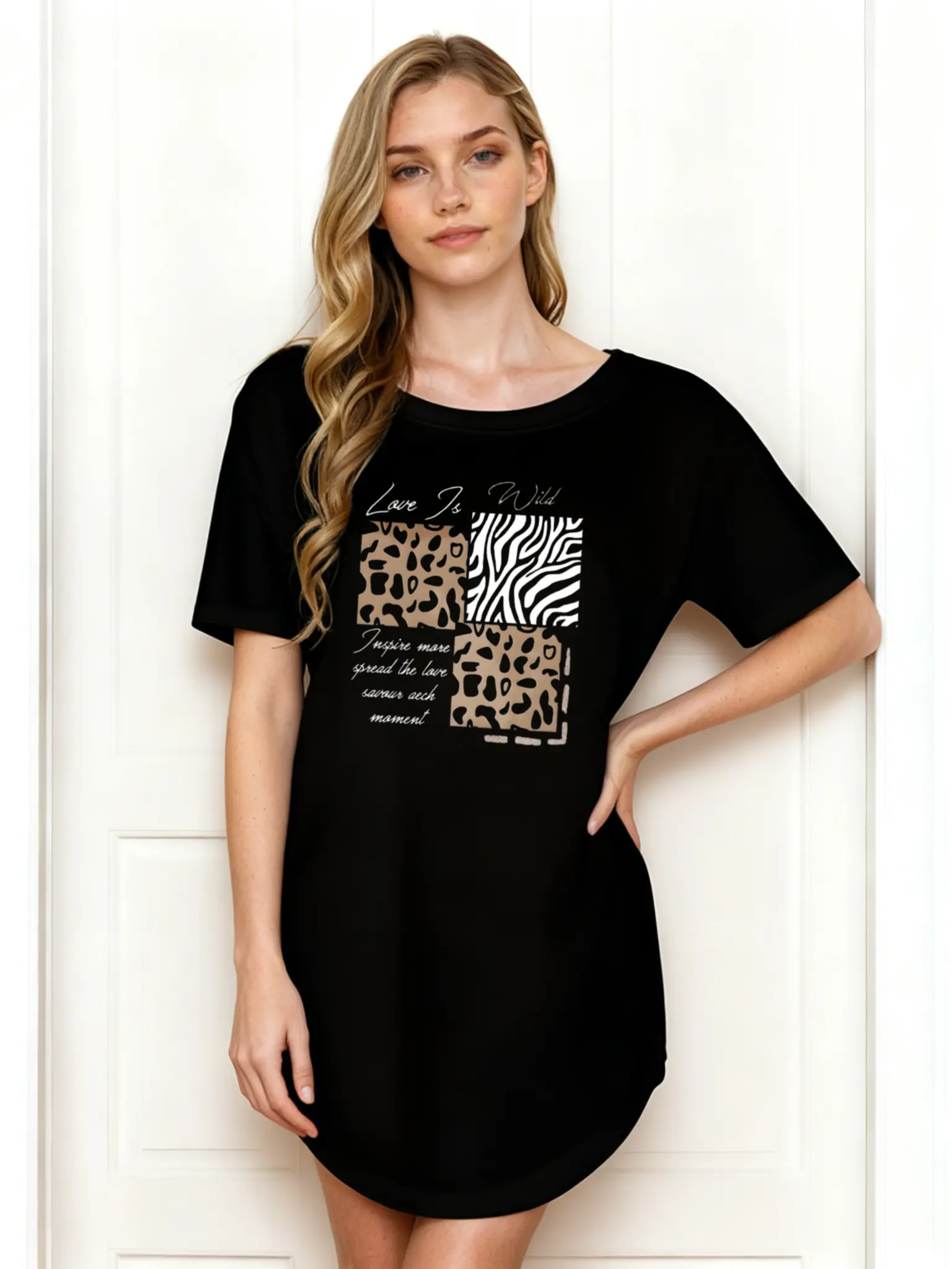Women's Chic Zebra Bold Print Short-Sleeve Casual Dress - Loose Fit, Wrinkle-Resistant Comfortable Fabric for Everyday Fashion, Going Out, Bold Prints