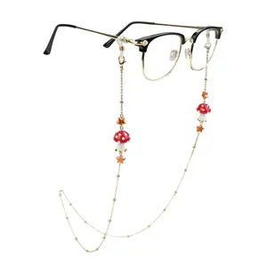 Forest mushroom pendant eyeglass chain, gold-plated sunglasses anti slip chain, eyeglass accessories/gold Women