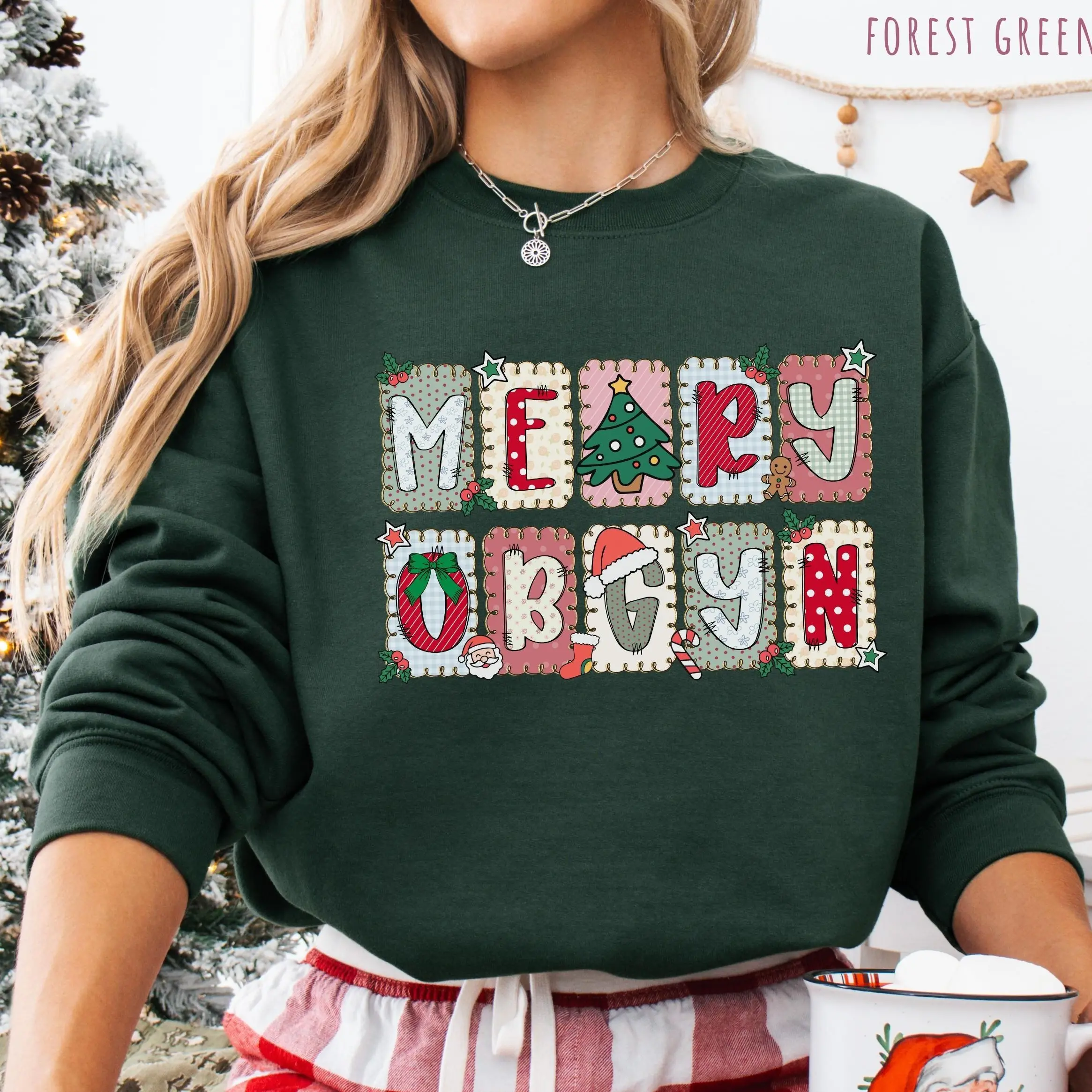 Merry Obgyn Christmas Sweatshirt, Retro Ob-Gyn Xmas Crewneck Shirt, Gynecology Nurse Holiday Sweatshirt, Healthcare Worker Festive Graphic Tee, Obstetrician Doctor Holiday Outfit, Labor And Delivery Nurse Apparel, Cute Xmas Gift For Women & Men