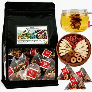 [Premium American Ginseng] Herbal Qi-Balance Tea, All-Natural Wellness Blend with Astragalus, Goji, Longan & Red Dates for Daily Focus