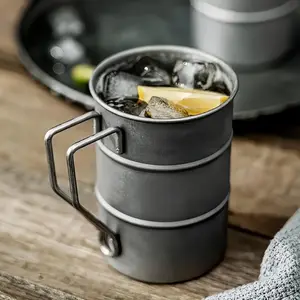 Stainless Steel Outdoor Camping Cup, Vintage Portable Handle Retro Beer Cup, Coffee Water Cup, Picnic Travel Beverage Container, Travel Coffee Mugs