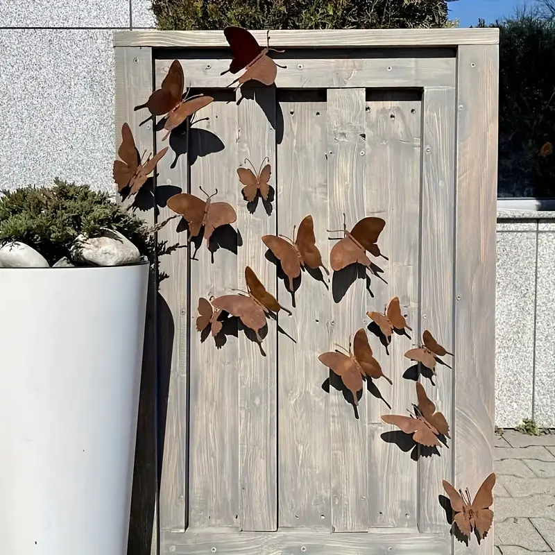 15PCS 3D Metal Butterfly Wall Decor, Colorful Outdoor Garden Fence Art, Realistic Butterfly Yard Decorations for Patio, Porch, Balcony, Lawn, Backyard & Indoor Wall Decor