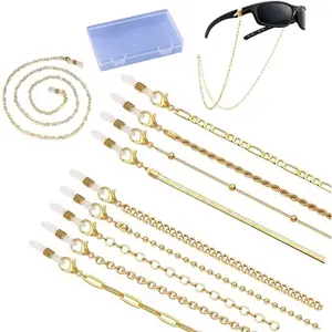 11 pcs Eyeglass Chains String Holders for Women Men Golden Link,Glasses Reading Lanyard Around Neck Cords Retainer Accessory Sufficient Quantity for Repeated Use, Suitable for Most Glasses ﻿ graduation gift sets room decorations