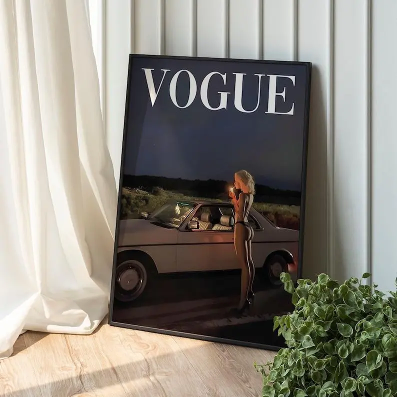 Fashion Magazine Poster , Girl Car Magazine Fashion Poster, Modern Poster, Wall Art, Retro Poster, Modern Wall Art Decor Glossy