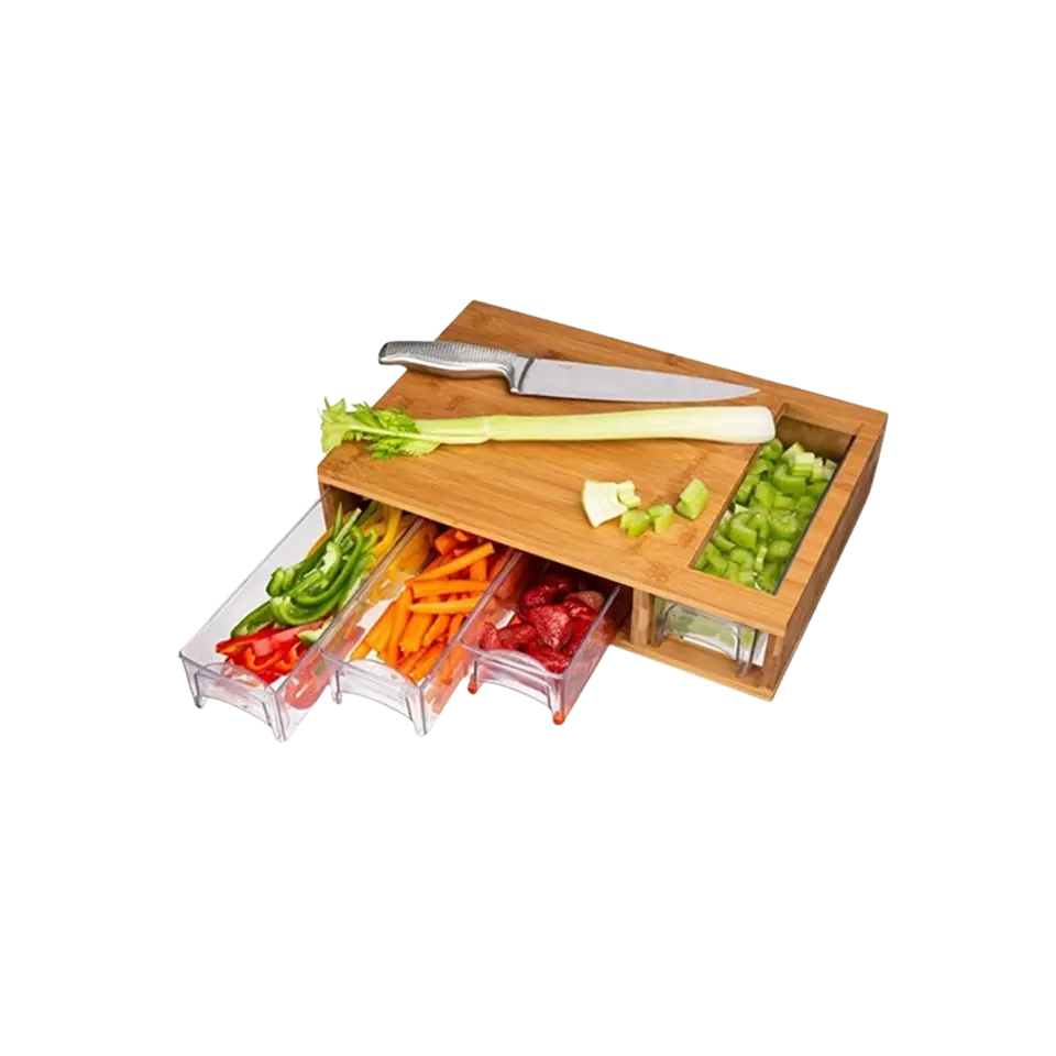Rectangular Kitchen Chopping Board with Drawer for Knife Storage