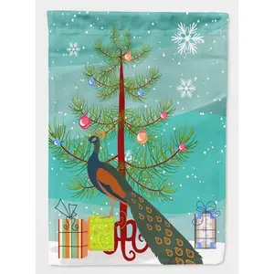 Carolines Treasures  Indian Peacock Peafowl Christmas Flag - Canvas House Size