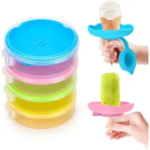 4-Pack Silicone Popsicle Holders with Travel Case, Mess-Free Ice Cream Utensils for Kids, Reusable Dishwasher-Safe Drip Catcher for Party & Home