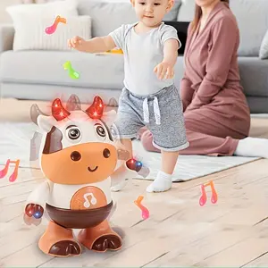 1PC Interactive Musical Dancing Cow Toy, Battery Powered Singing Robot with Colorful Lights, Perfect Christmas and Halloween Gift for Boys and Girls