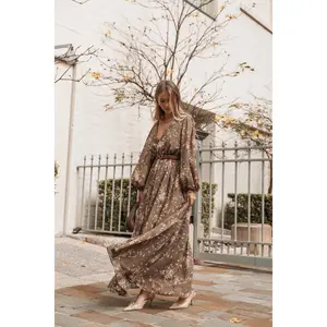 Anisa Maxi Dress - Olive Floral