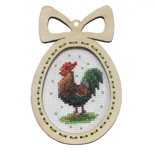 Counted cross stitch kit with plywood frame "Easter egg-Rooster" 6662